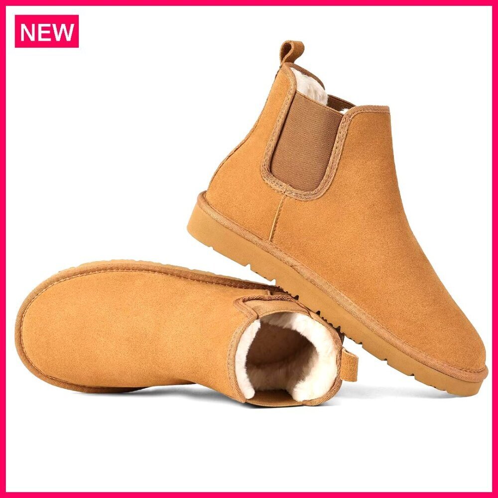 Women's Chelsea Boots Genuine Suede Ankle Boots Winter Non-Slip